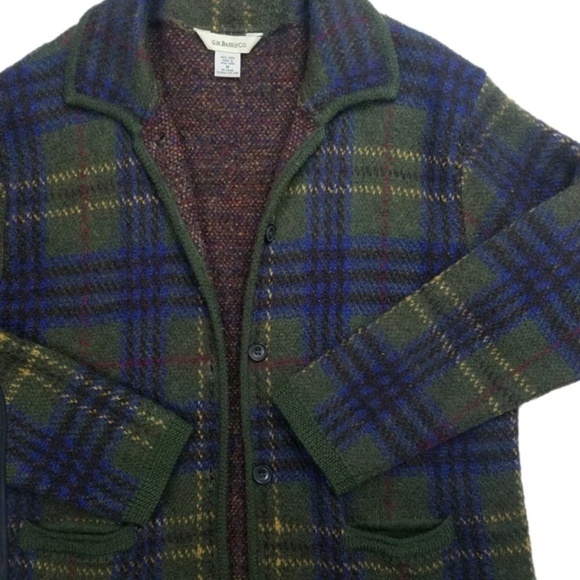 Vintage Sweaters - Vintage G.H Bass Plaid Wool Cardigan Jacket